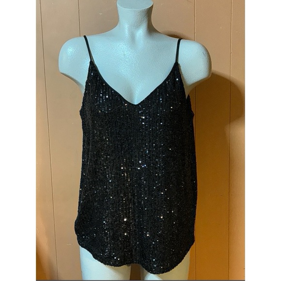 Calvin Klein Black Sequin Tank Top Cami S - Picture 2 of 9